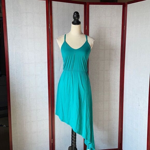 Bobi Turquoise Asymmetrical Dress with Strappy Back (Size: XS) - Picture 2 of 13
